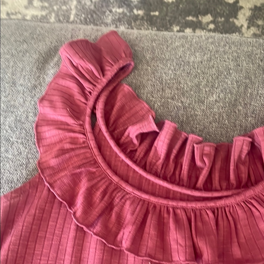 LOFT Pink Ruffled Ribbed Tank Top - Picture 2 of 5